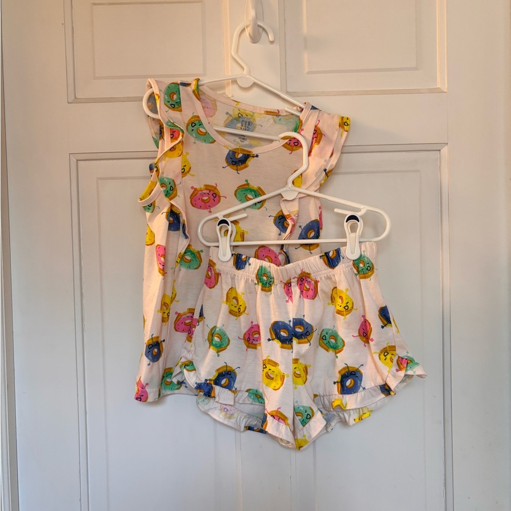 Gap Kids Donut Print Ruffle Trim Pajama Top and Shorts Set